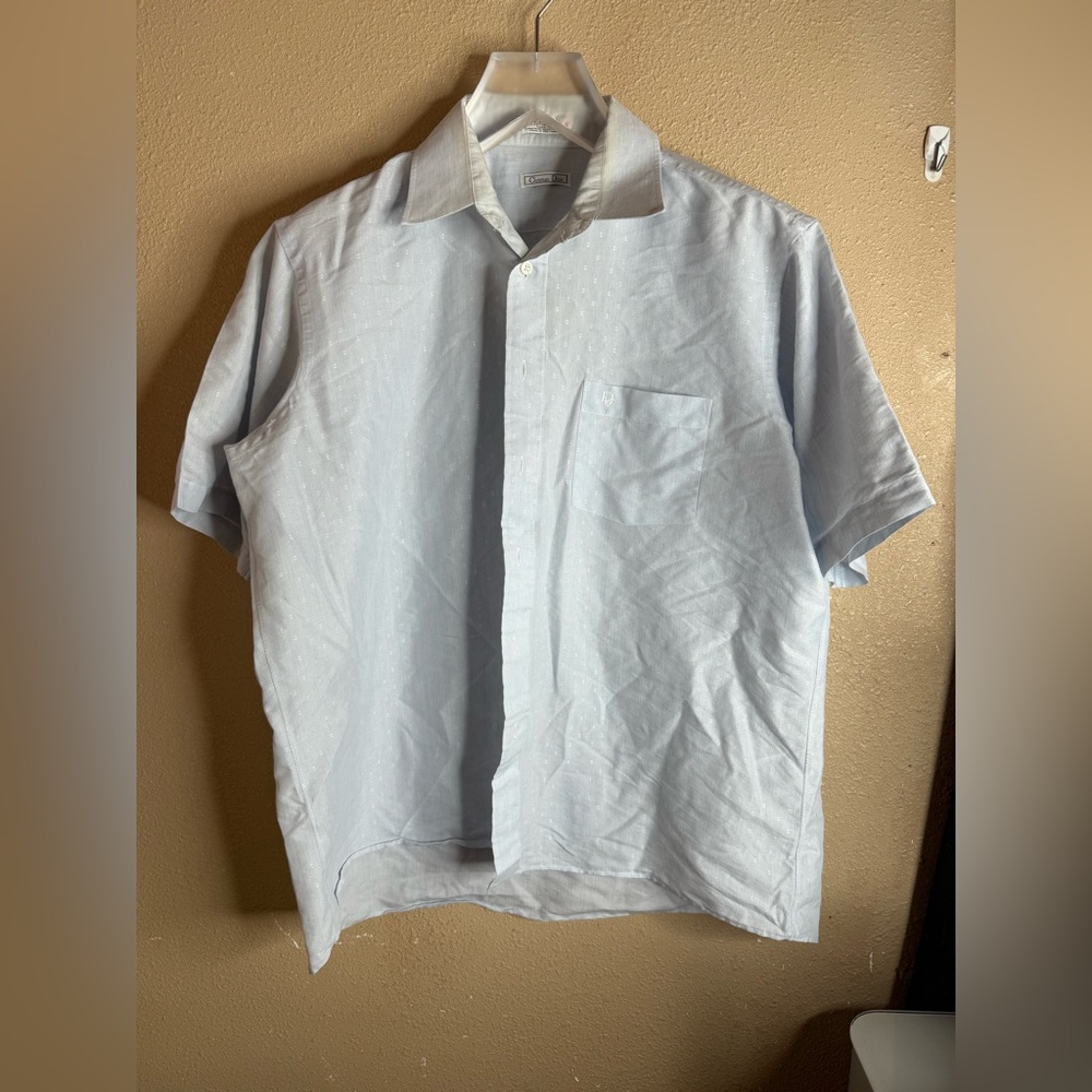Vintage Christian Dior Mens Short Sleeve Dress Shirt